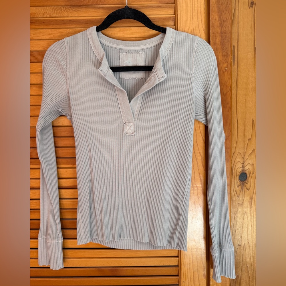 Aerie Women's Ribbed Long Sleeve Top - Gray